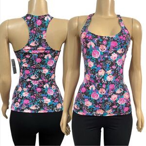 Bebe Sport basic Racerback Floral Print sports tank top Xsmall